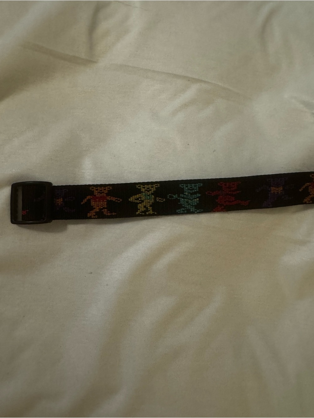 Black Webbing Belt with Rainbow Dancing Bear Pattern